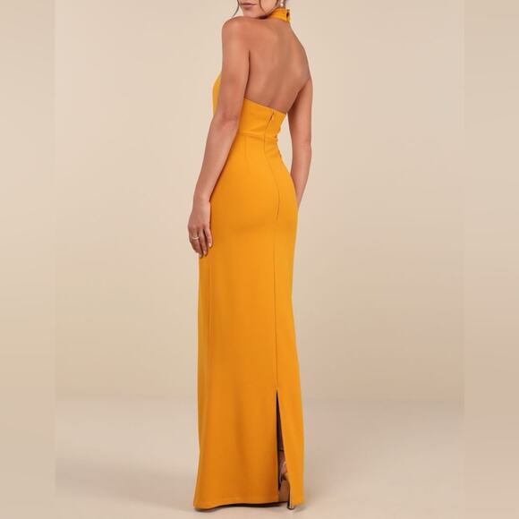 Lulus Mesmerizing Perfection Yellow Halter Neck Backless Maxi Dress Womens Sz XL - Picture 5 of 10